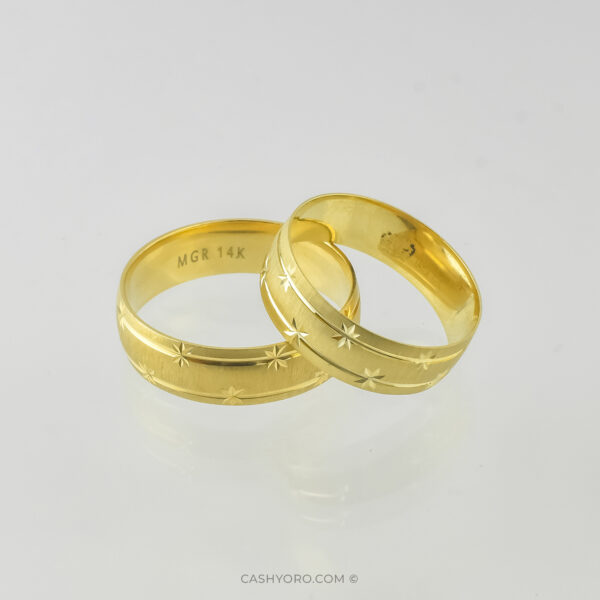 Juego de dos anillos de oro de 14 kilates para matrimonio, peso 7.6 Gr Cash y oro