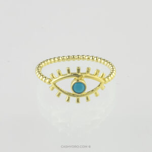 Anillo de oro para dama 14 kilates con piedra turqueza peso 1.2 Gr Cash y oro