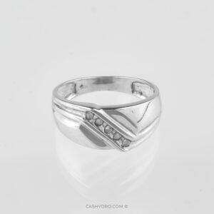 Anillo de oro blanco para caballero de 10 kilates con diamantes peso 3.1 Gr cash y oro