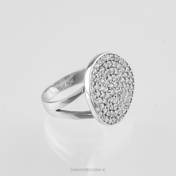 Anillo de oro blanco para dama 14 kilates con piedra zirconias peso 5.7 Gr cash y oro