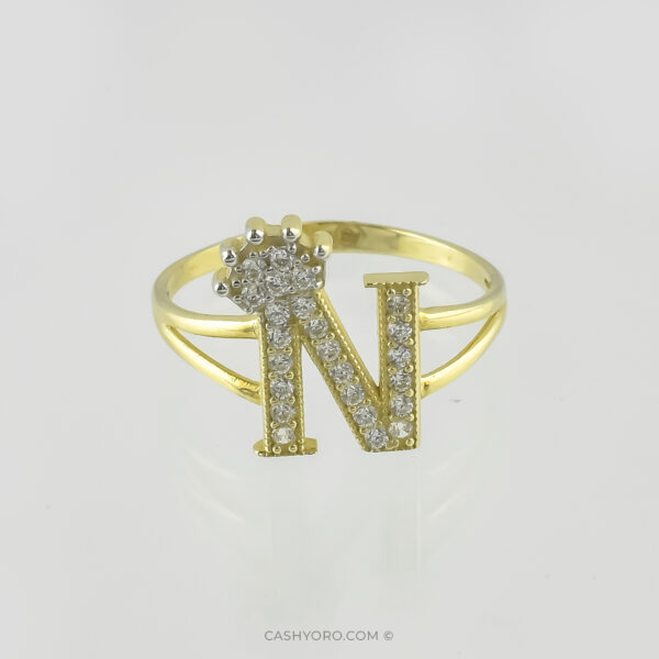 Anillo de oro para dama 10 kilates con piedra zirconias peso 1.6 Gr,talla 7.5. kash y oro