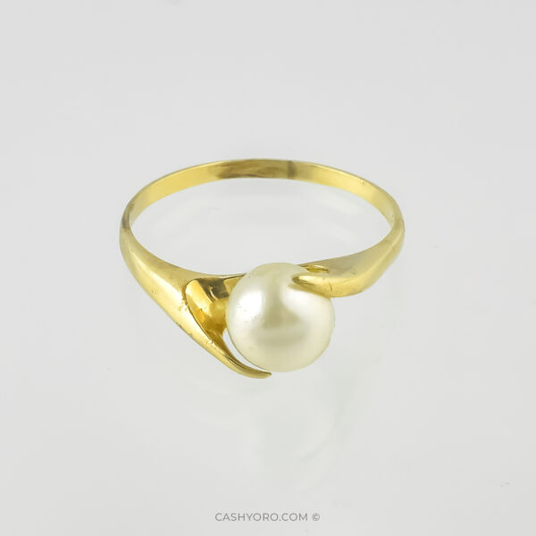 Anillo de oro para dama 14 kilates con perla