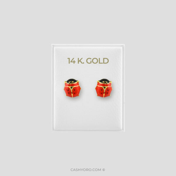 Aretes de Oro para niña cash y oro 143 Aretes de oro para niña