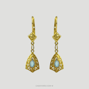 aretes largos de dama oro amarillo 14 kilates cash y oro joyeria